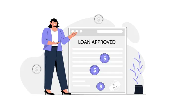 Loan Approved Scene Concept Flat Design Stock Illustration image